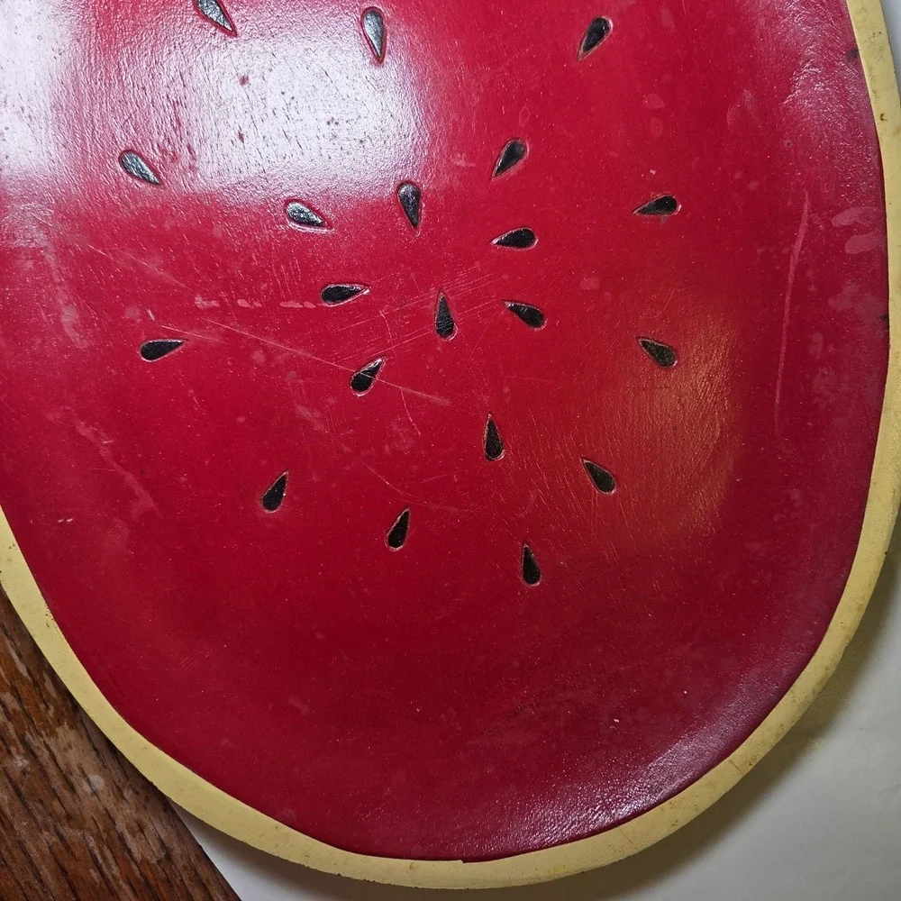 Vintage Wooden Painted Watermelon Serving Plate